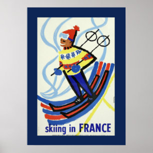 ヴィンテージスキーinフランス旅行ポスター ポスター