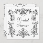 ヴィンテージスクフランスのロールブライダルシャワー両面 招待状 (正面/裏面)