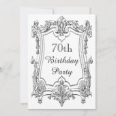 ヴィンテージスクフランスのロール70番目の誕生日両面 招待状 (正面)