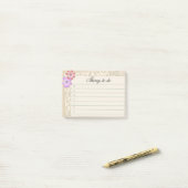 ヴィンテージスクラップブックのフローラ(行とチェックボックスあり) ポストイット (デスク上)