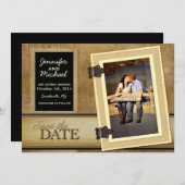 ヴィンテージスクラップブックの日付の保存 招待状 (正面/裏面)