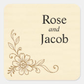 ヴィンテージスクラップブックスタイル結婚ズ スクエアシール (正面)