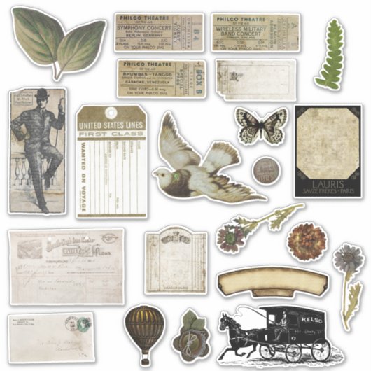 ヴィンテージスクラップブックステッカーヴィンテージエフェメラ シール (正面)