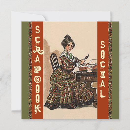 ヴィンテージスクラップブック作り招待状パーティーソーシャルクラフト 招待状 (正面)