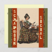 ヴィンテージスクラップブック作り招待状パーティーソーシャルクラフト 招待状 (正面/裏面)