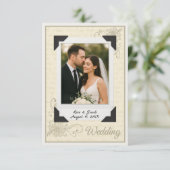 ヴィンテージスクラップブック結婚スタイルのサンキューカード サンキューカード (スタンド正面)