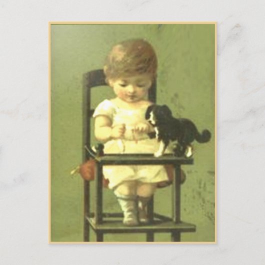 ヴィンテージスクラップブック葉書と甘味ベビー ポストカード (正面)