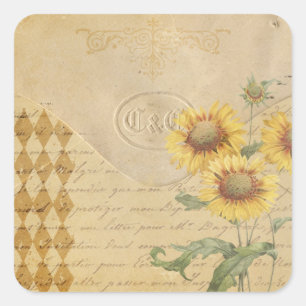 ヴィンテージスクラップブック飾り熟成封筒 スクエアシール