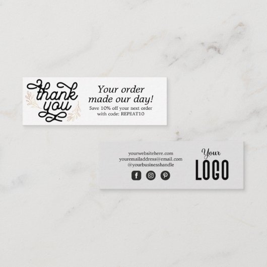 ヴィンテージスクリカスタムプトのサンキューカード スキニー名刺 (正面/裏面)