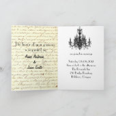 ヴィンテージスクリプトの巴黎シャンデリア結婚式 招待状 (内部)