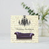 ヴィンテージスクリプトのParisシャンデリアウェディング 招待状 (スタンド正面)