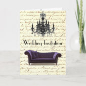 ヴィンテージスクリプトのParisシャンデリアウェディング 招待状 (正面)
