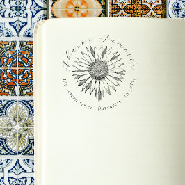 ヴィンテージスクリプトひまわりカスタム差出人住所 ラバースタンプ