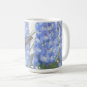 ヴィンテージスクリプトひまわり青フローラ蝶 コーヒーマグカップ (正面右)