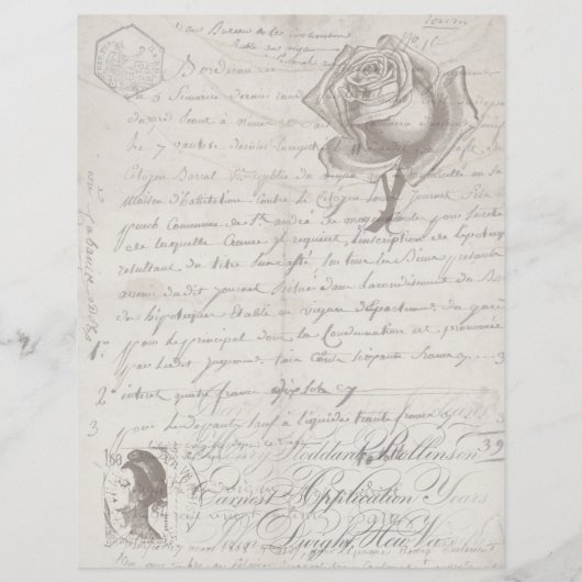 ヴィンテージスクリプトアンティークスクラップブック紙 (裏面)