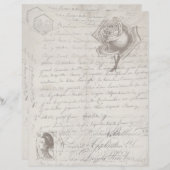 ヴィンテージスクリプトアンティークスクラップブック紙 (正面/裏面)