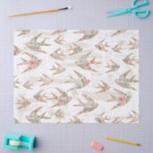 ヴィンテージスクリプトエフェメラ水カラーフローラスワローズ 薄葉紙 (クラフト)