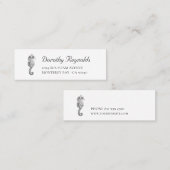 ヴィンテージスクリプトエレガントフォント付きシーホース。 スキニー名刺 (正面/裏面)