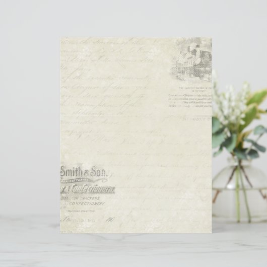 ヴィンテージスクリプトオールド紙エフェメラスクラップブック紙 (スタンド正面)