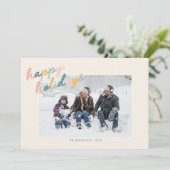 ヴィンテージスクリプトタイポグラフィパステルフォトハッピー シーズンカード (スタンド正面)