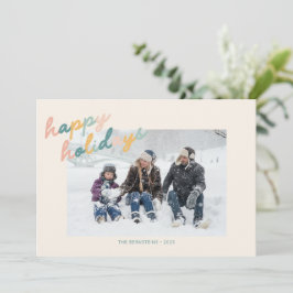 ヴィンテージスクリプトタイポグラフィパステルフォトハッピー シーズンカード