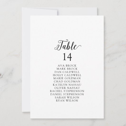 ヴィンテージスクリプトテーブル番号シーティンググラフカード (正面)