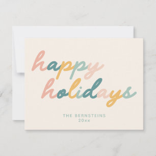ヴィンテージスクリプトパステルハッピーホリデーズパーソナライズされた シーズンカード
