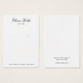 ヴィンテージスクリプトホワイトイヤリングディスプレイカード (正面&裏面)