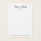 ヴィンテージスクリプトホワイトイヤリングディスプレイカード (正面)