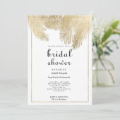 ヴィンテージスクリプトホワイト金ゴールドフローラブライダルシャワー 招待状 (スタンド正面)