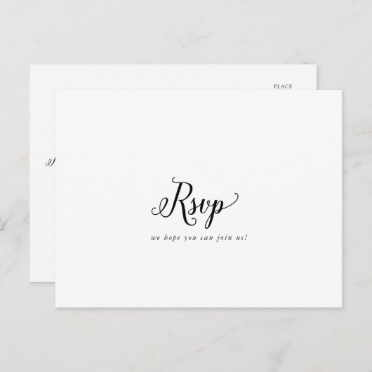ヴィンテージスクリプトメニュー選択RSVPポストカード インビテーションポストカード (正面/裏面)