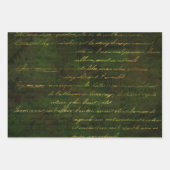 ヴィンテージスクリプトモスグリーングランジ金ゴールド ラッピングペーパーシート (正面2)