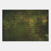 ヴィンテージスクリプトモスグリーングランジ金ゴールド ラッピングペーパーシート (正面)