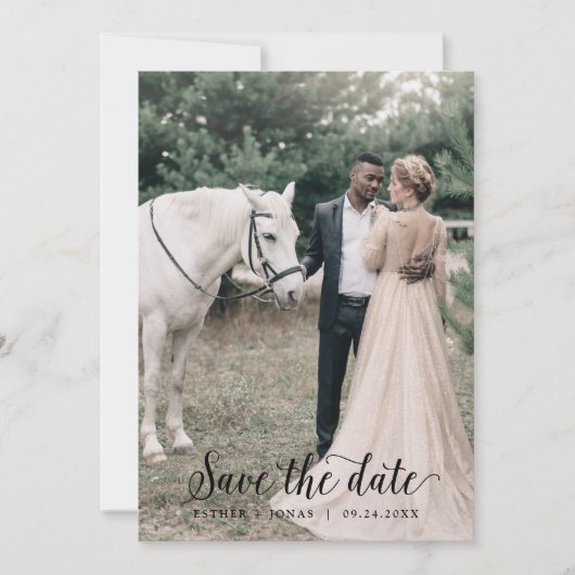 ヴィンテージスクリプトライト写真テンプレート日付の保存 セーブザデート (正面)