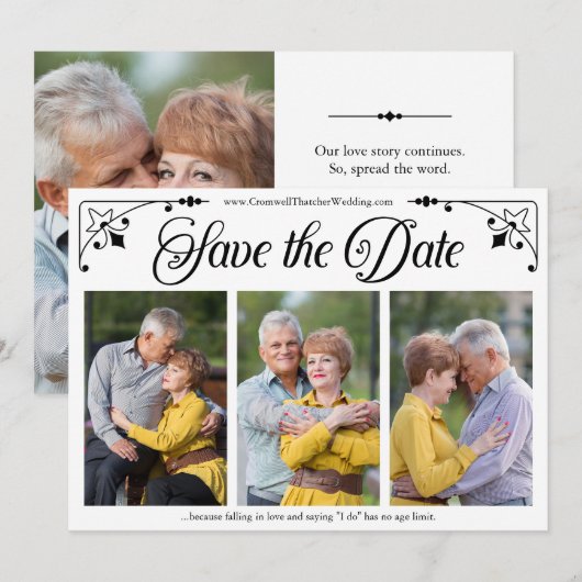 ヴィンテージスクリプト両面写真テンプレート セーブザデート (正面/裏面)