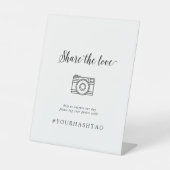 ヴィンテージスクリプト共有ラヴ結婚のハッシュタグ 台座サイン (正面)