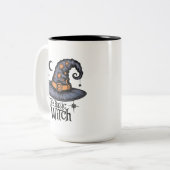 ヴィンテージスクリプト基本ウィッチコーヒーブルハロウィーン ツートーンマグカップ (正面左)