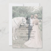 ヴィンテージスクリプト暗い写真の前面と結婚背面 招待状 (正面)