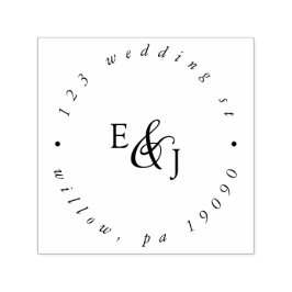 ヴィンテージスクリプト結婚モノグラムの循環アドレス セルフインキングスタンプ