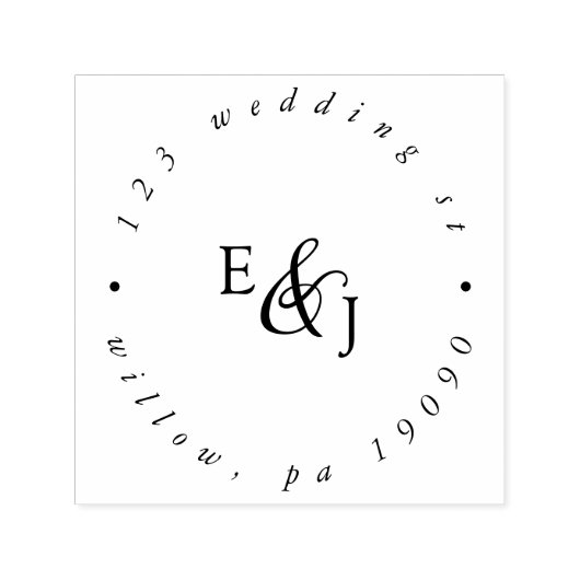 ヴィンテージスクリプト結婚モノグラムの循環アドレス セルフインキングスタンプ (デザイン)