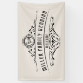 ヴィンテージスクリプト装飾ファームハウスファミリー懇親会 横断幕 (縦)