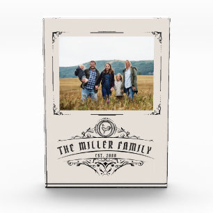 ヴィンテージスクリプト装飾モノグラ縁どグラム フォトブロック