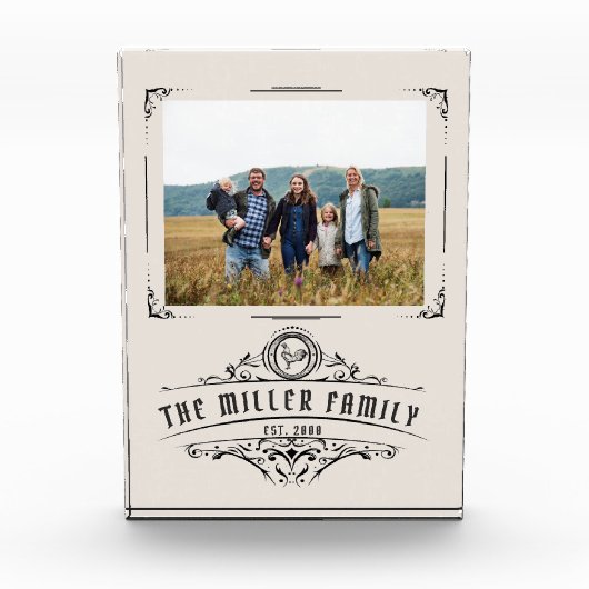 ヴィンテージスクリプト装飾モノグラ縁どグラム フォトブロック (正面)