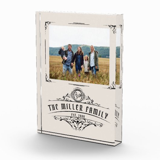 ヴィンテージスクリプト装飾モノグラ縁どグラム フォトブロック (右)