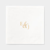 ヴィンテージスクリプト金箔メタリックモノグラム結婚ズ 箔ナプキン (正面)