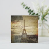 ヴィンテージスクリプト パリ エッフェル塔 ウェディング 招待状 (スタンド正面)