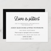 ヴィンテージスクリプト 愛は忍耐 ウェディング更新 招待状 (正面/裏面)