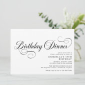 ヴィンテージスクリプト |白黒誕生日ディナー 招待状 (スタンド正面)