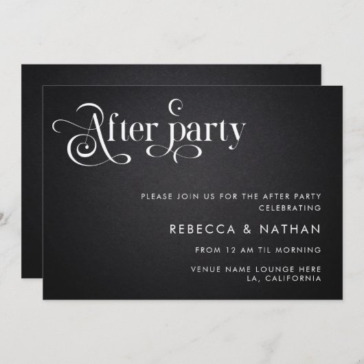 ヴィンテージスクリプトBohoタイポグラフィ結婚のAfterパーティー 招待状 (正面/裏面)