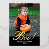 ヴィンテージスクリプトboo!ハロウィーン写真金ゴールド 箔シーズンカード (正面)